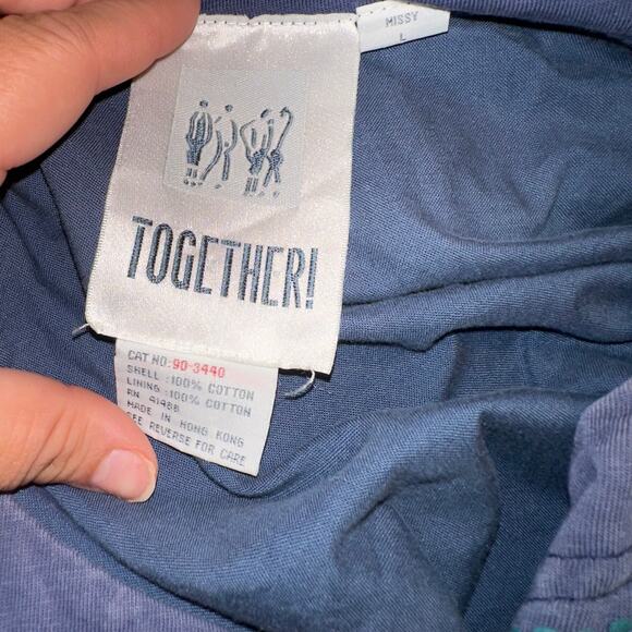 Vintage 80s Together Lightweight Jacket Cotton Slate Blue MultiColor large - Picture 6 of 6